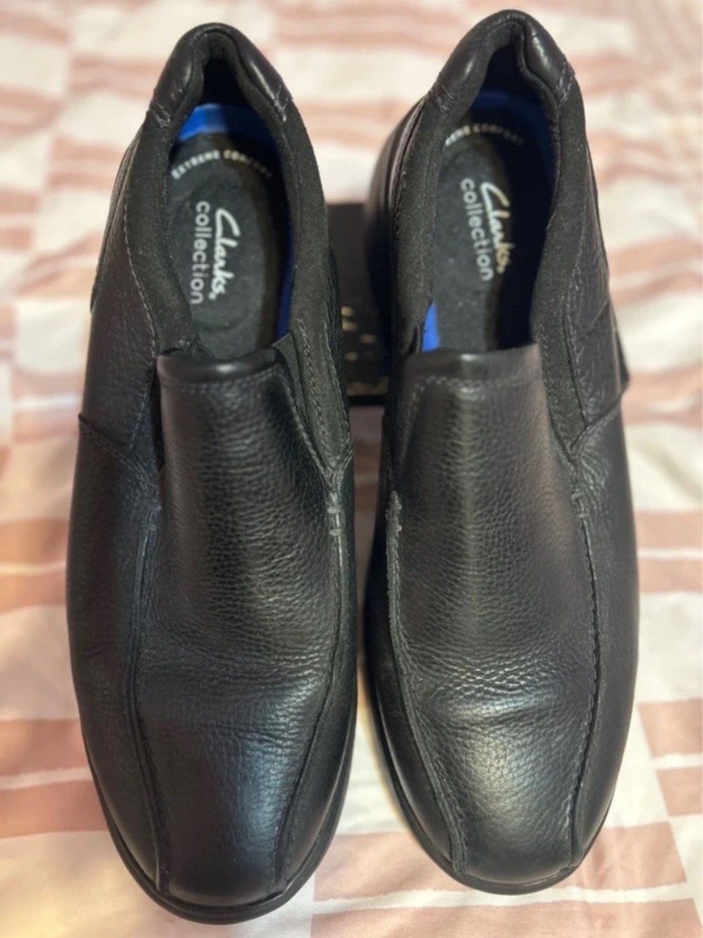 Clark’s Collection Extreme Comfort Black Leather Slip On Loafers Sz. 13 W